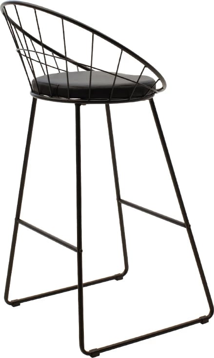 Karrige për bar Seth, metal i zi, jastëk PVC i zi