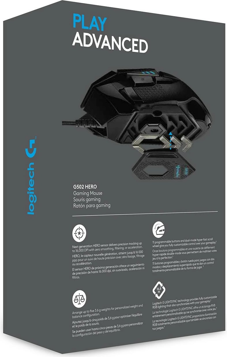 Maus Logitech G G502 HERO, 25600 DPI, USB, i zi Maus Logitech G G502 HERO, 25600 DPI, USB, i zi