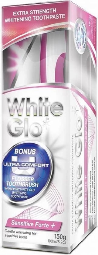 Pastë dhëmbësh me furçë White Glo Sensitive Forte+ Whitening, 100ml