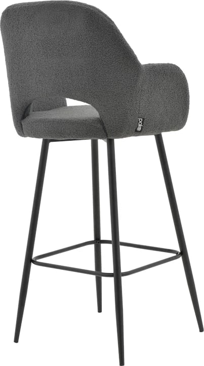 Karrige për bar Renish bouclé ngjyrë gri-këmbë metalike të zeza 51x57x114cm