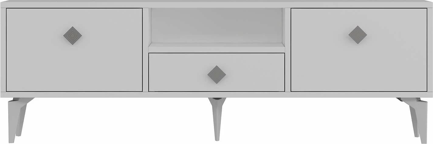 Komodë TV Skye Decor, 1304-DROP-1, e bardhë, argjend