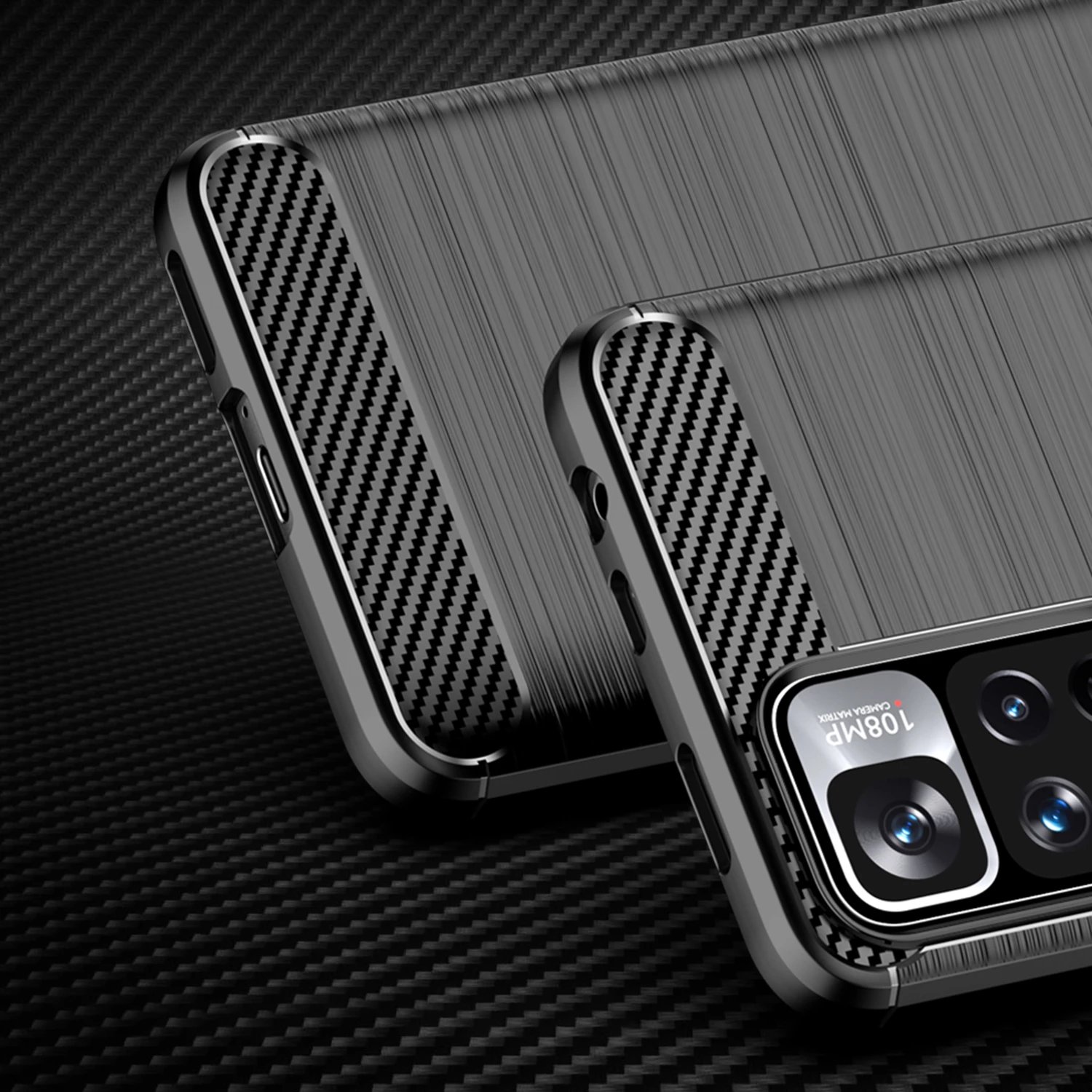 Mbështjellës Hurtel Carbon Case për Xiaomi Redmi Note 11 Pro+ 5G / 11 Pro 5G / Mi 11i HyperCharge / Poco X4 NFC, i zi
