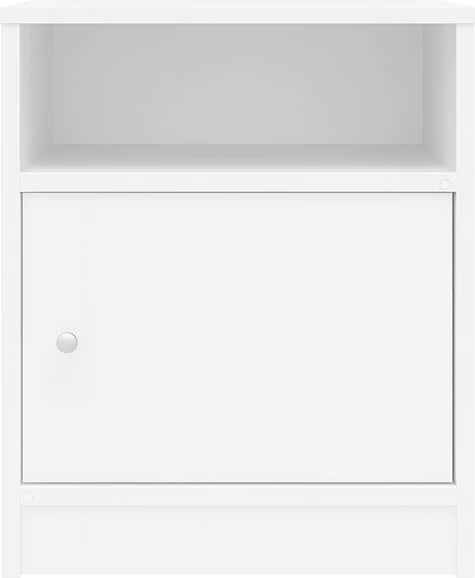 Komodinë anës krevati Foly, me dollap, ngjyrë e bardhë, 40x40x50cm