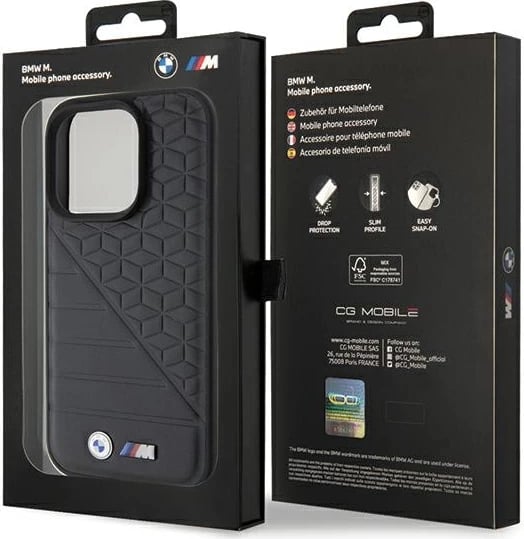 Mbështjellës BMW Bi Pattern për iPhone 15 Pro, i zi