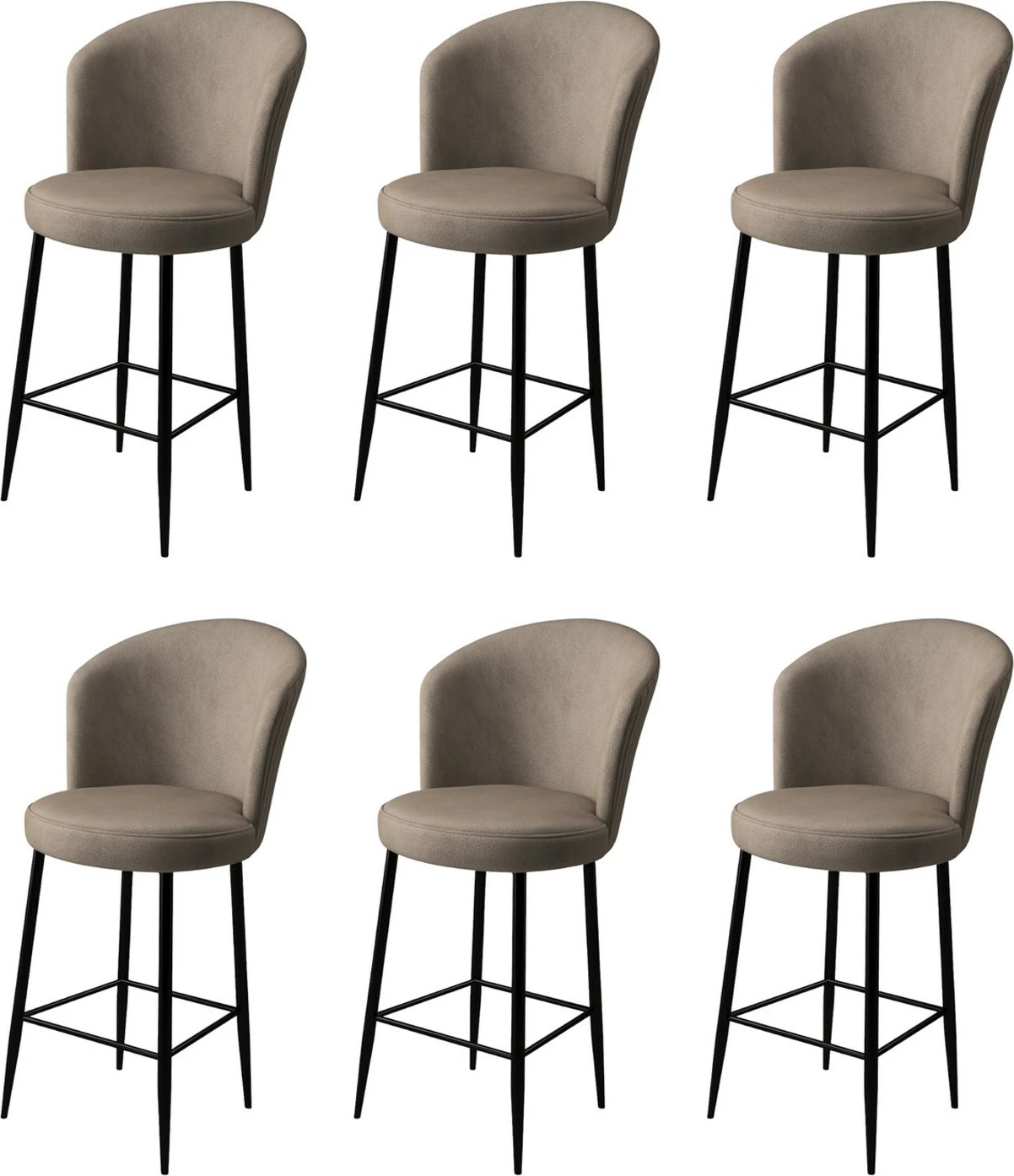 Set karrigesh për bar (6 copë), Hanah Home, Alte, kapuçino, e zezë