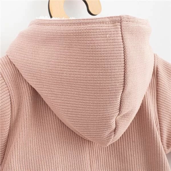 Kombinezon dimri bebe New Baby Frosty, me kapuç, i izoluar me wellsoft, zinxhirë anësorë të dyfishtë, madhësia 62 (3-6m), rozë