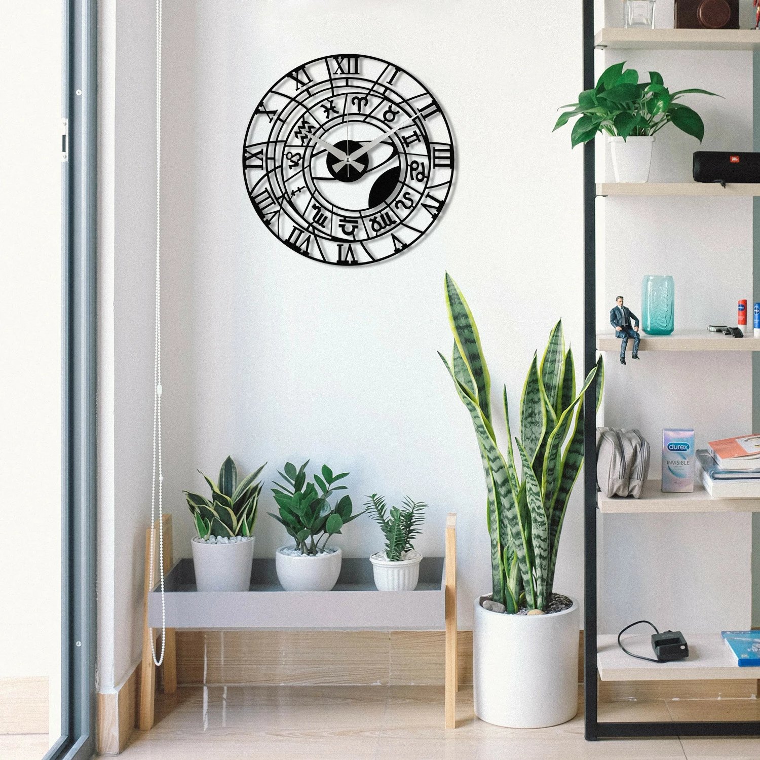 Orë muri dekorative prej metali, Wallity Enzoclock - S025, e zezë, 48x48cm