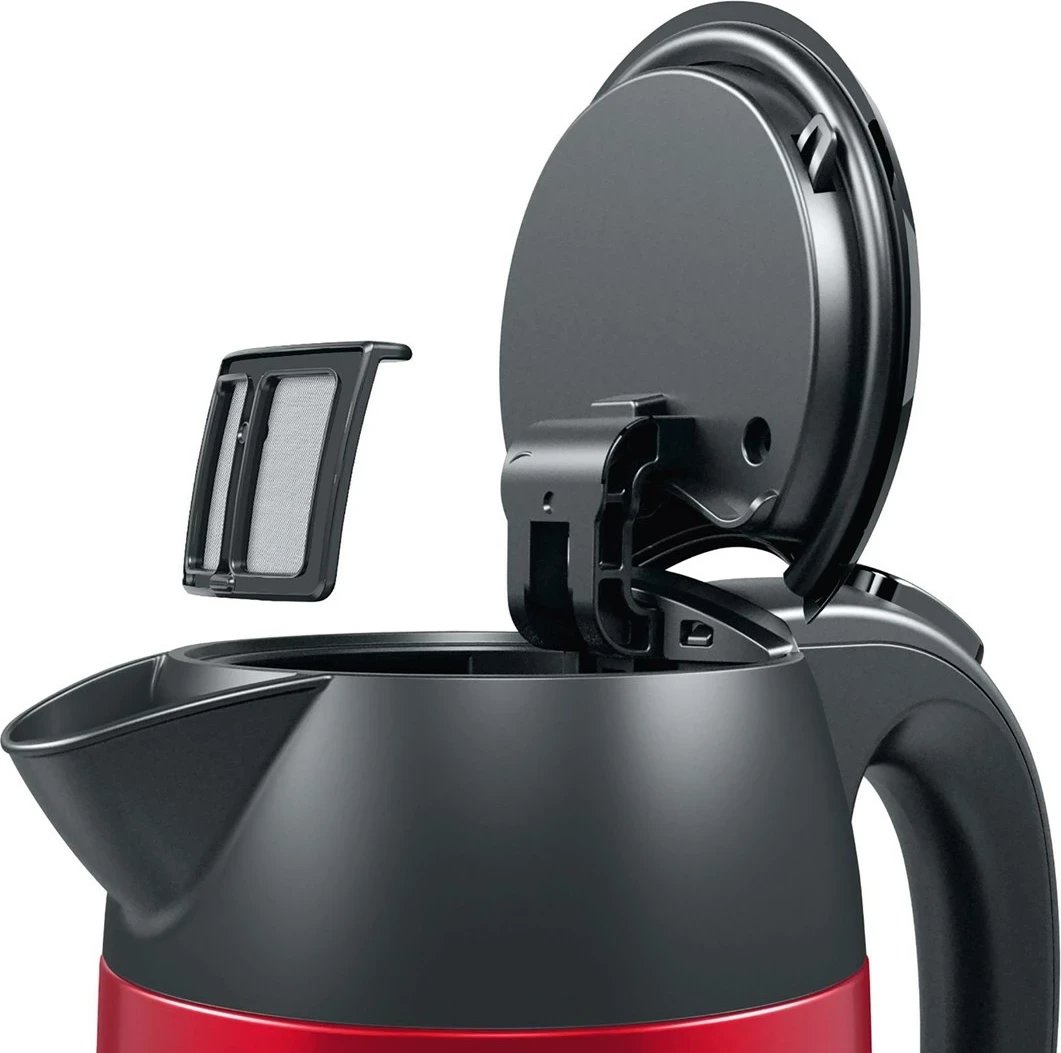 Çajnik elektrik Bosch TWK3P424, 1.7 L, 2400 W, Gri, Kuq