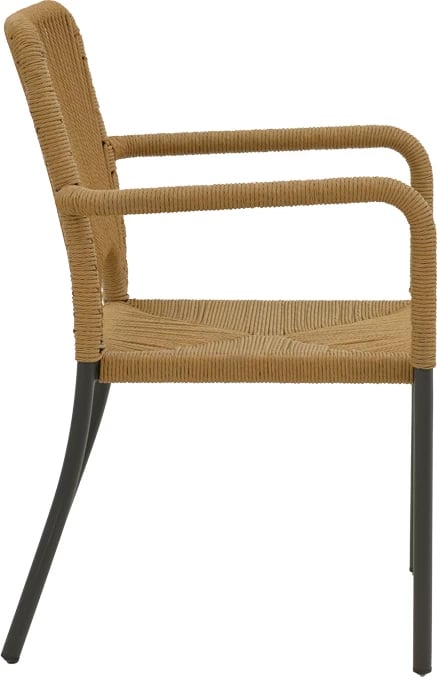 Karrige alumini Norture, e grumbullueshme, kornizë antracit, ratan natyral, 57x61x85cm