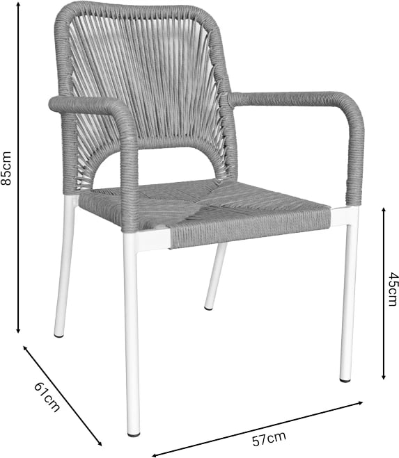 Set tavoline me karrige për terasë Kliton - Norture, alumin, ngjyrë e bardhë/natyrale, 80x80x74cm, 3 copë