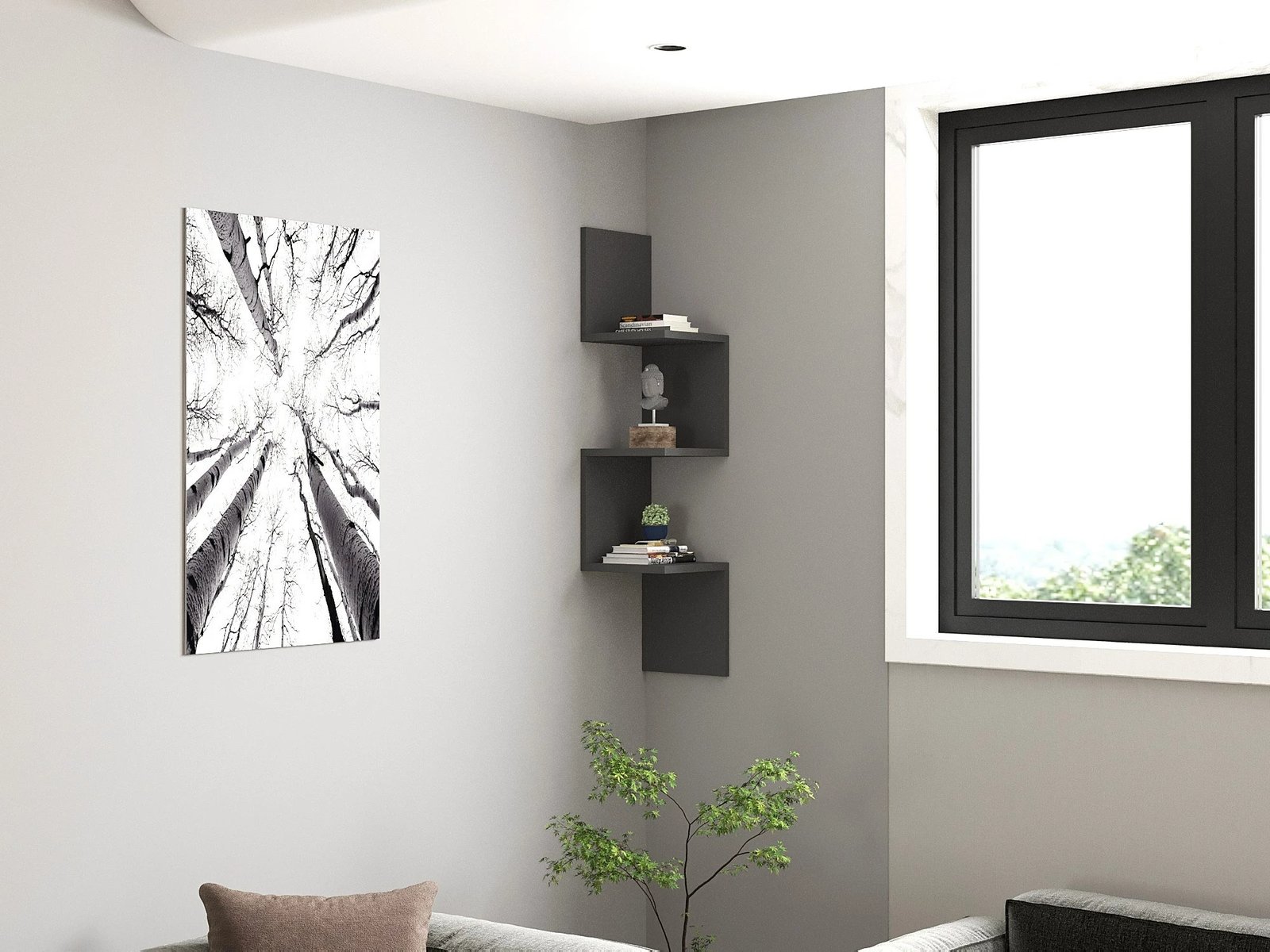 Raft muri Zikzak, ngjyrë antracit, Hanah Home