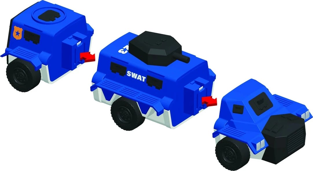 Set lodrash magnetike MalBlo, MALIK, 0316, 3 automjete policie, Blu