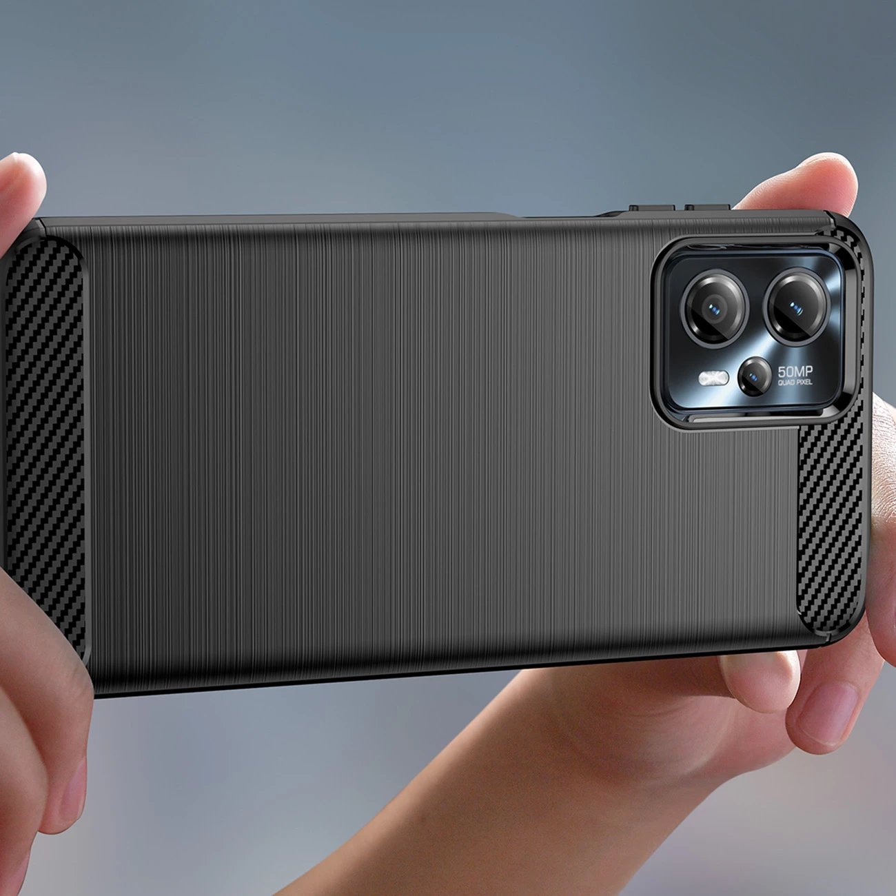 Mbështjellës Hurtel Carbon Case për Motorola Moto G53/G13, TPU, i zi