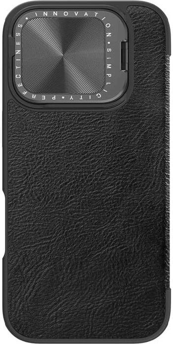 Mbështjellës Nillkin Qin Prop Leather për iPhone 16, i zi