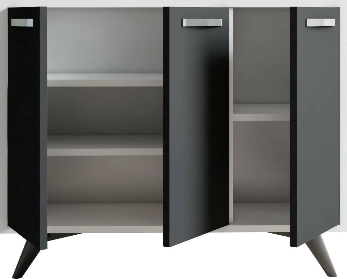 Komodë multifunksionale, ngjyrë e bardhë dhe antracit, Hanah Home, Piffa