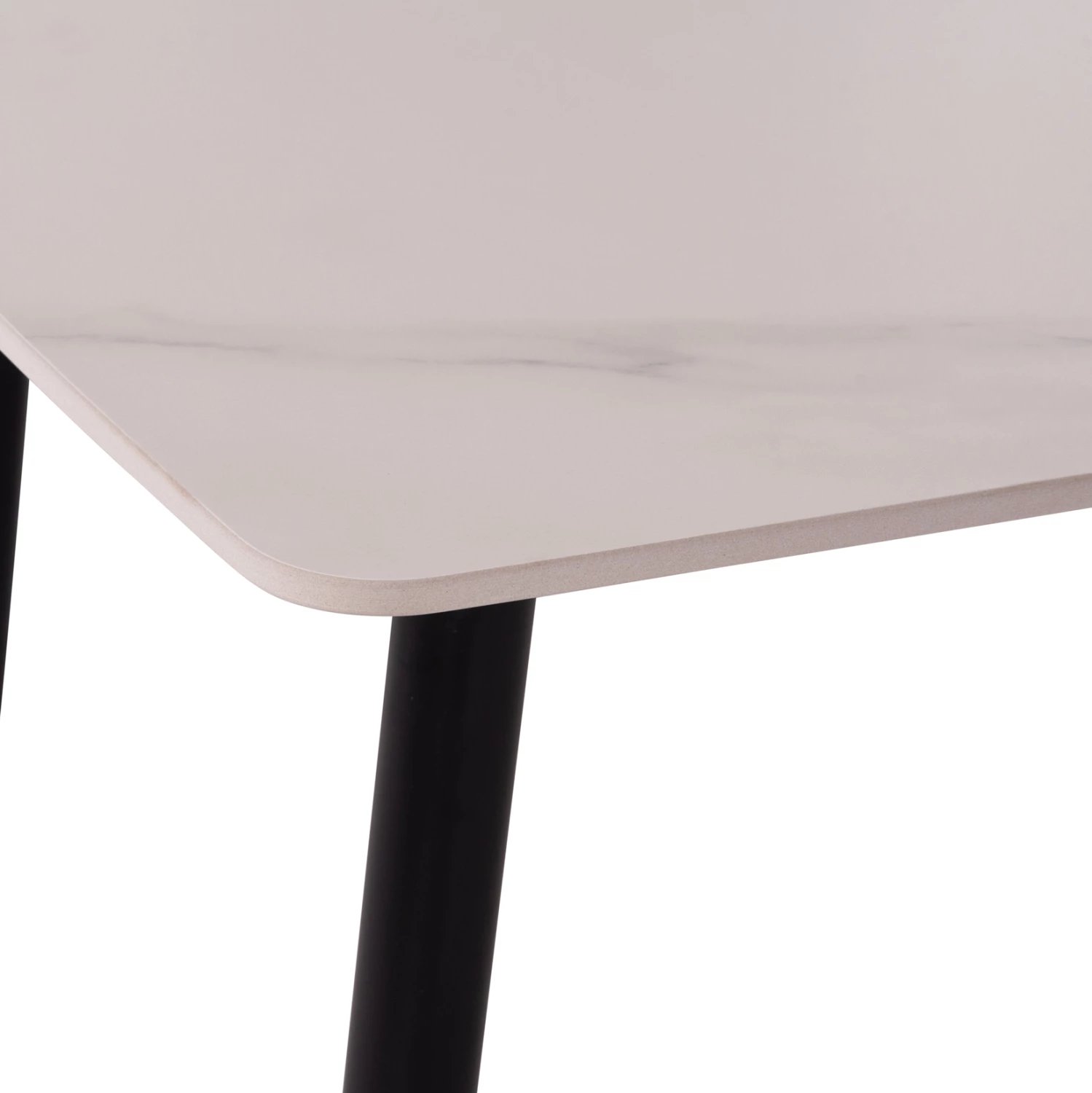 Tavolinë ngrënieje RAVEN, sipërfaqe qeramike, pamje mermeri të bardhë, 160x80x74cm