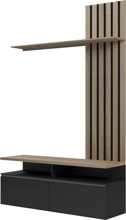 Set salloni Perlento, ngjyrë e zezë dhe sonoma, 140x41x219.5cm