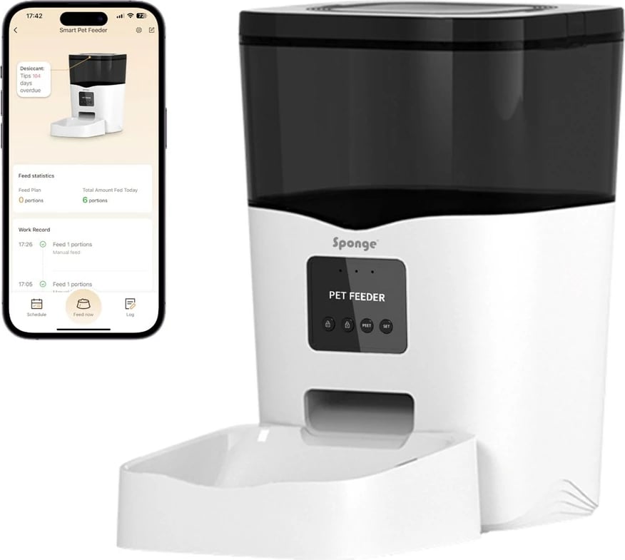 Shpërndarës ushqimi për kafshë SPONGE Pet Feeder Smart, 3L, i zi
