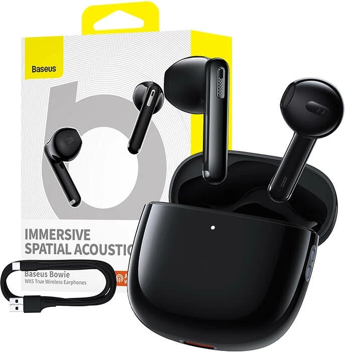 Kufje TWS Baseus Bowie WX5 ANC BT 5.3 6.5h/30h USB-C AAC/SBC të zeza