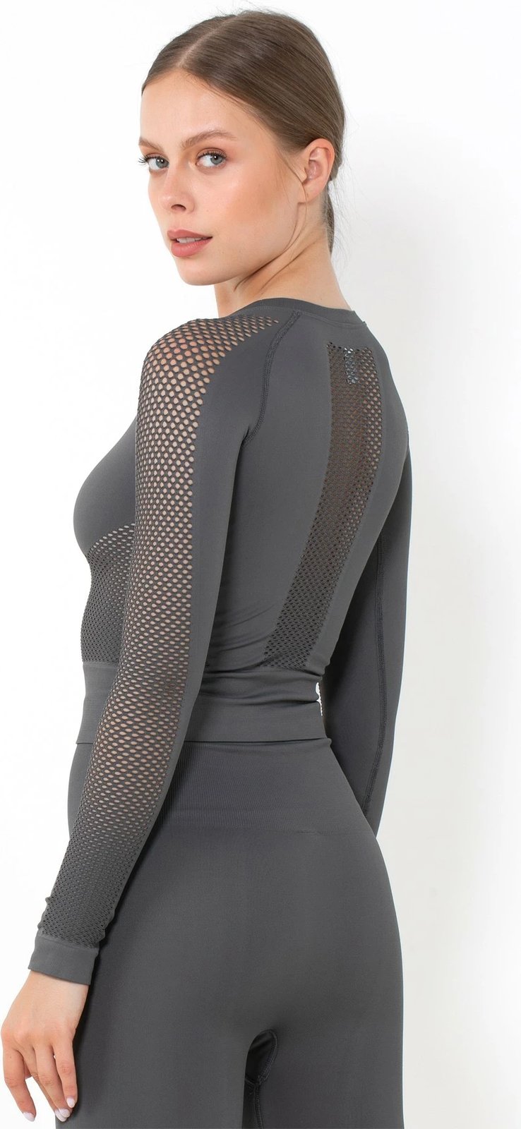 Bluzë e gjatë për gra, ngjyrë qymyr, Jumeon, 001-001378