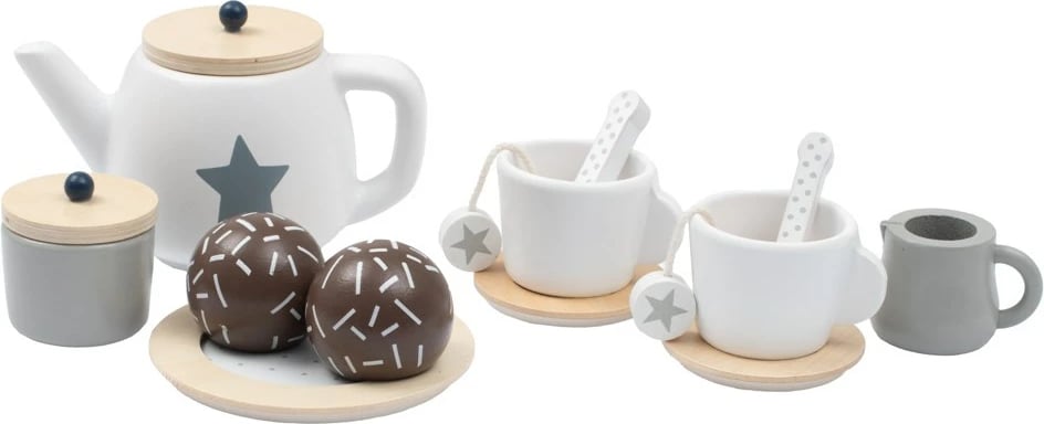 Set çaji druri për fëmijë, BABY MIX, Montessori, me tepsi 24x20 cm dhe 2 filxhanë me aksesorë, 3+