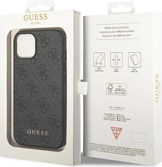 Mbështjellës Guess GUHCP14SG4GFGR për iPhone 14, 6.1", hardcase, gri Mbështjellës Guess GUHCP14SG4GFGR për iPhone 14, 6.1", hardcase, gri