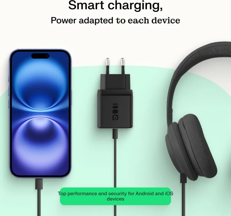 Karikues murale, Green Cell, CHARB-GC-30C-B, 30W PD USB-C 1 port, i zi