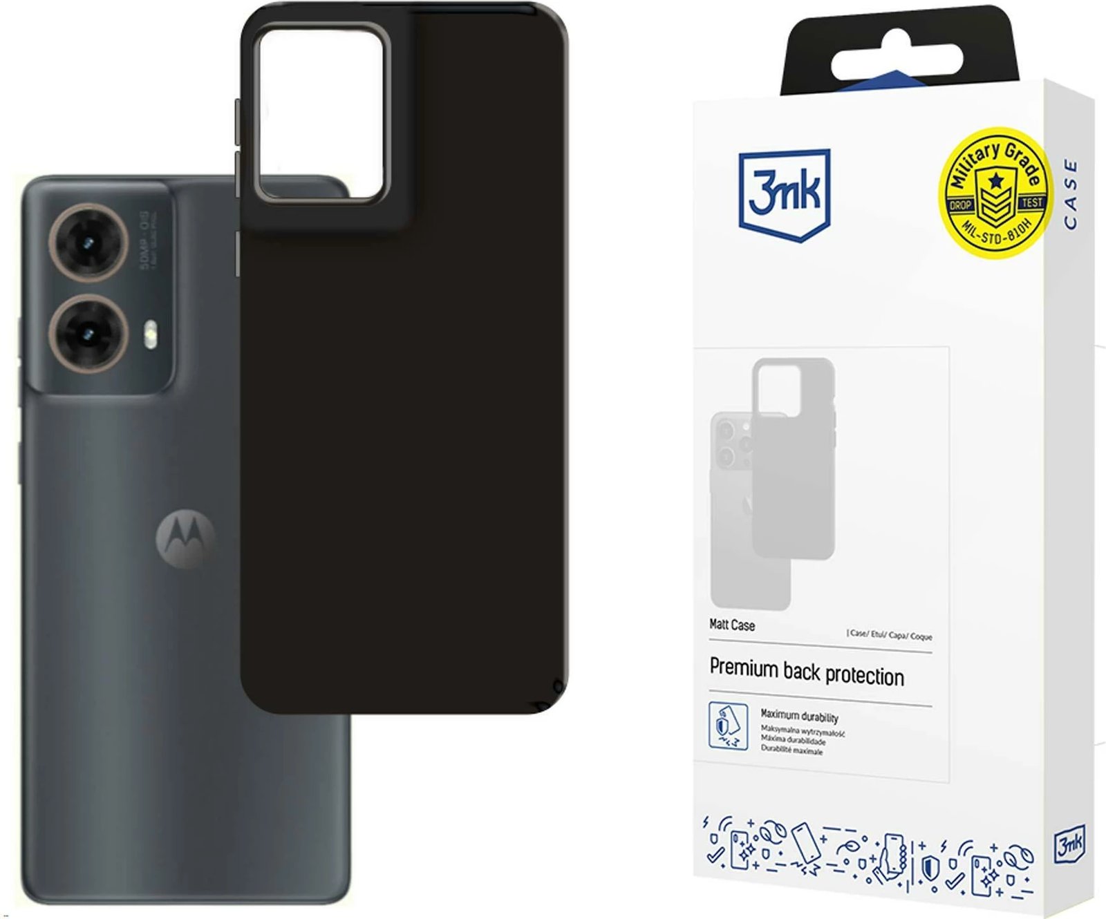 Mbështjellës 3mk Matt Case për Motorola Moto G85, i zi Mbështjellës 3mk Matt Case për Motorola Moto G85, i zi