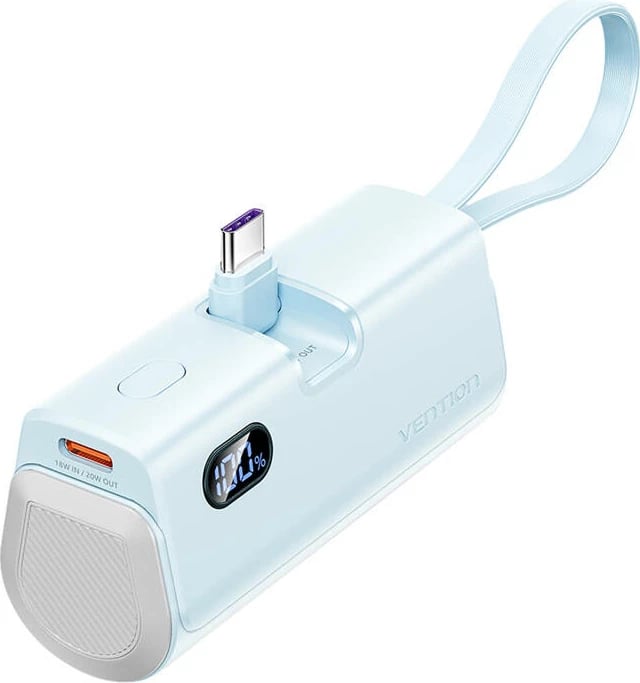 Powerbank Vention FHQL0, 4800mAh, 22.5W, LED display, kaltër