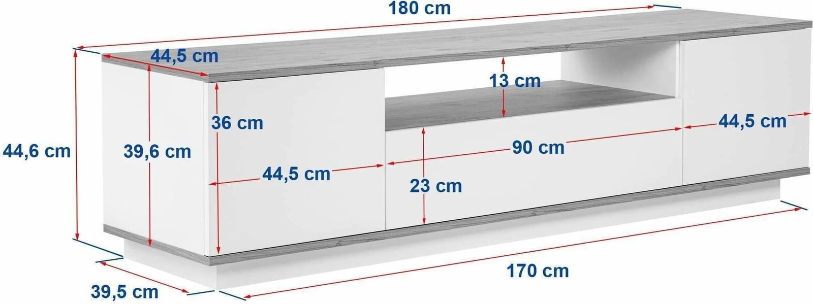 Komodë TV Skye Decor, Veramont, e bardhë dhe arre