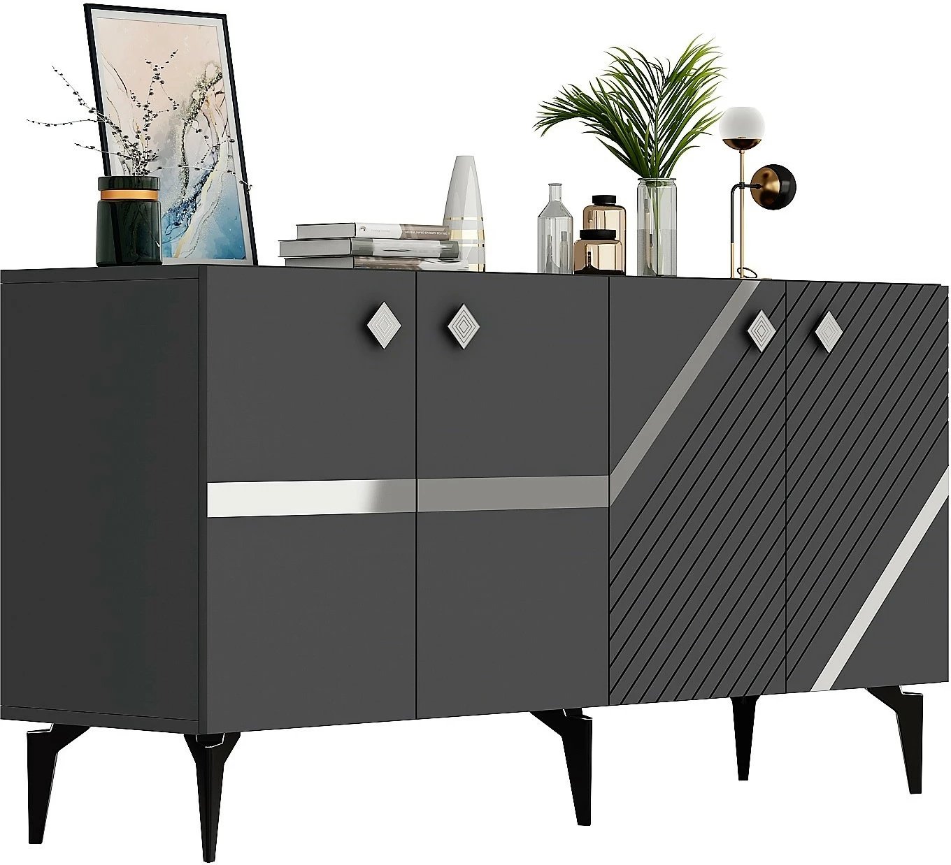 Konsolë Hanah Home, Iris, antracit dhe argjend