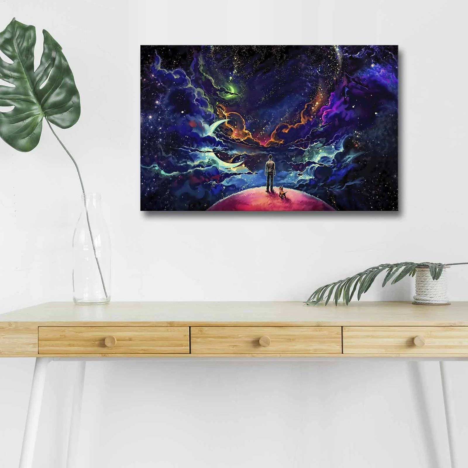 Pikturë dekorative me drita LED, Wallity NASA-011, shumëngjyrëshe, 45x70cm