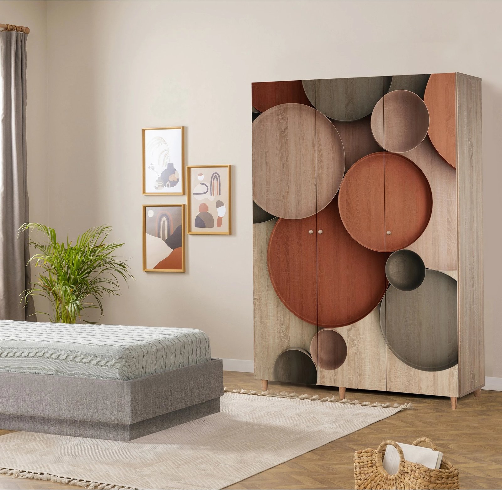 Dollap Lena 3, ngjyrë sonomo, Skye Decor, 135x192x52 cm