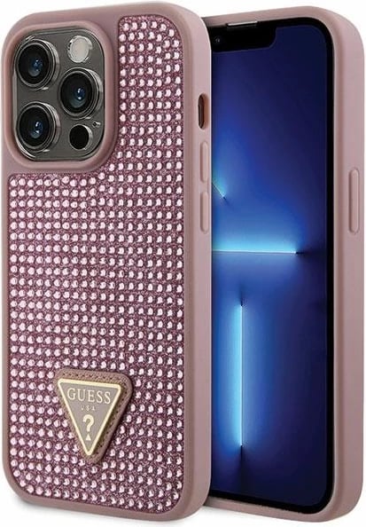 Mbështjellës Guess Rhinestone Triangle për iPhone 14 Pro 6.1", Rozë