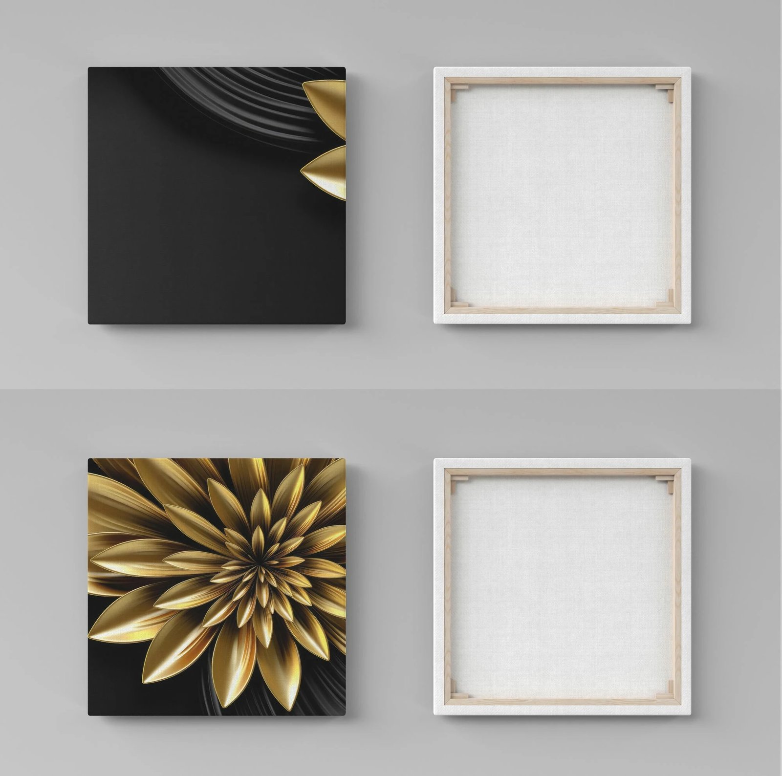 Pikturë dekorative në kanavacë (2 copa), Wallity, ASR2-CNV25-12, 40x40 cm, ngjyrë ari dhe e zezë