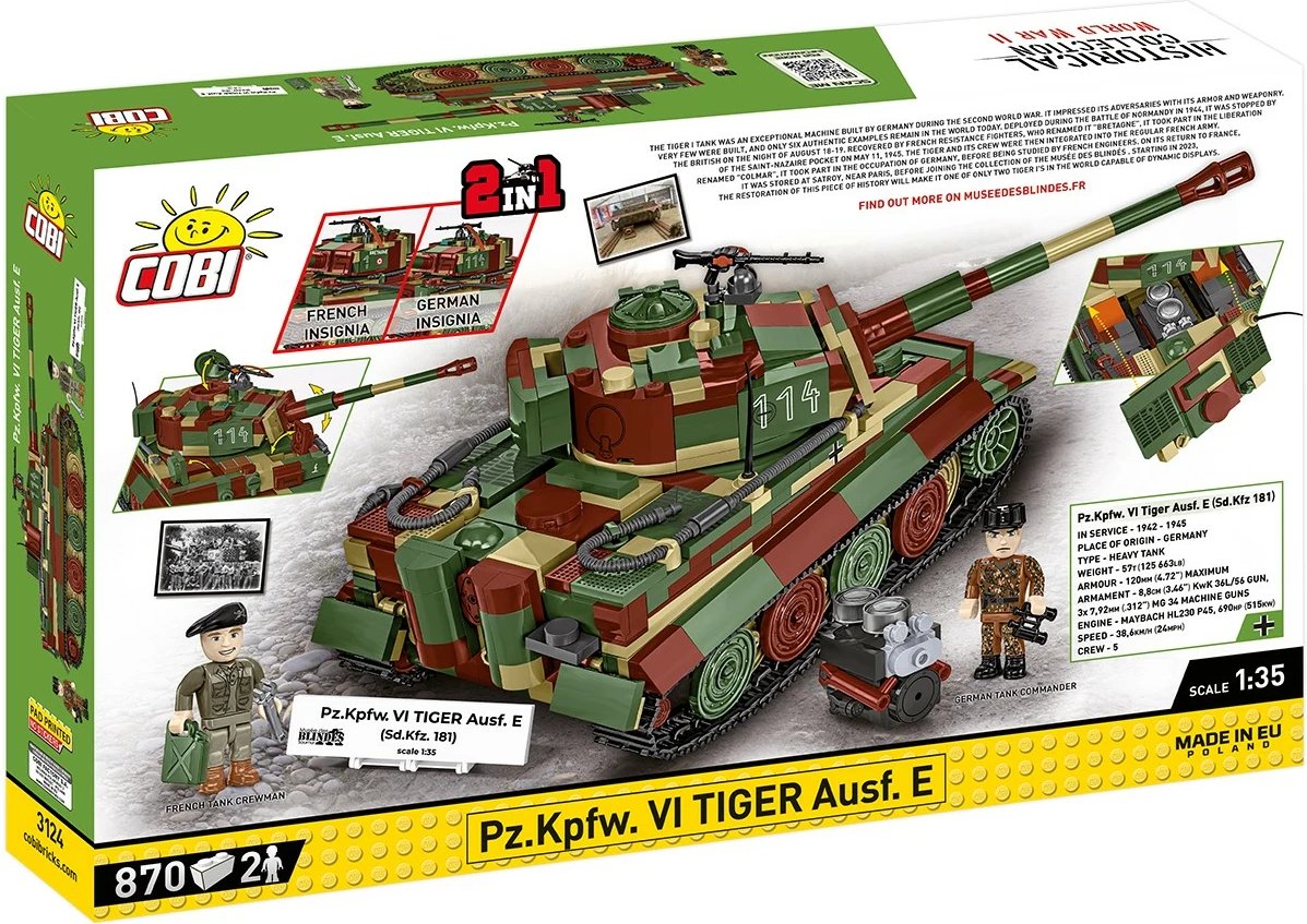 Set ndërtimi Cobi Pz.Kpfw. VI Tiger Ausf. E, 870 pjesë, me 2 figurina