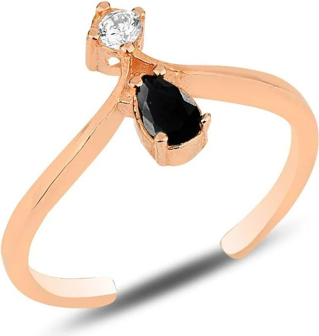 Unazë argjendi Jumeon, ngjyrë e zezë dhe ari rozë, SGTL12181