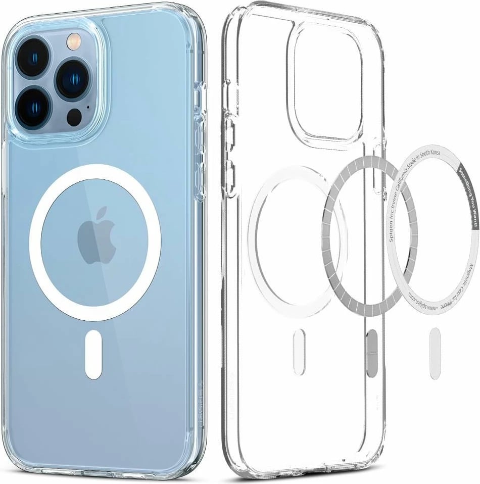 Mbështjellës Spigen Ultra Hybrid Mag për iPhone 13 Pro Max, MagSafe, Transparent/Bardhë