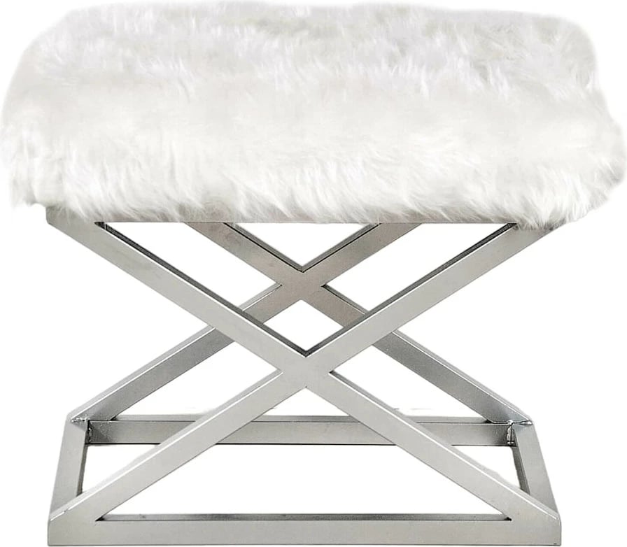 Puf Atelier del Sofa, pelush Capraz, argjend dhe bardhë