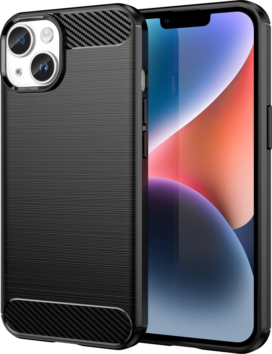 Mbështjellës Hurtel Carbon Case për iPhone 14 Plus, i zi