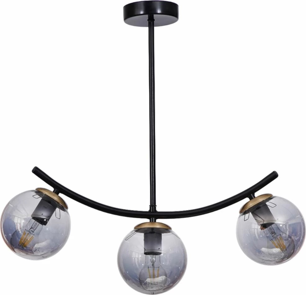 Llambë tavani Opviq, metal dhe xham, gri e zezë, 9010-8