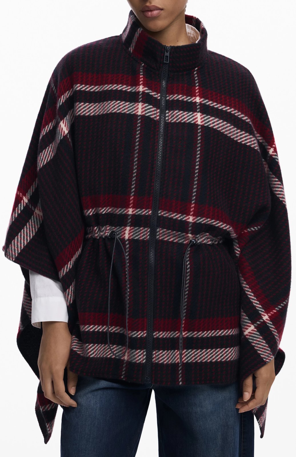 Poncho DESIGUAL ALDAMA CHECKS femra, e zezë