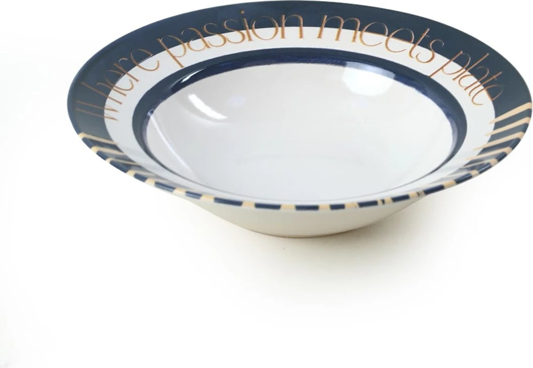 Pjatë Hermia Concept, e bardhë dhe e kaltër e errët, 26cm