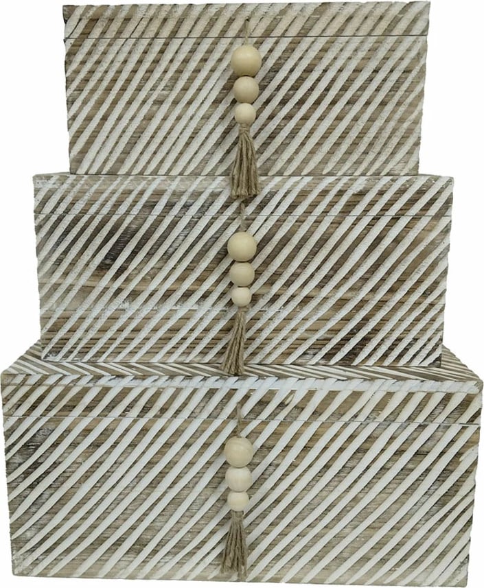 Set kuti druri për ruajtje, natyrale-bardhë, 3 copë, 64x44x30 cm