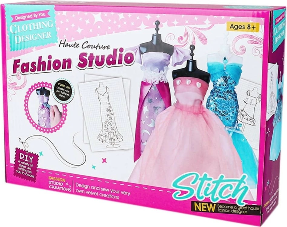 Set dizajni mode ASKATO 124773 me 3 manekinë dhe aksesorë, për vajza, DIY