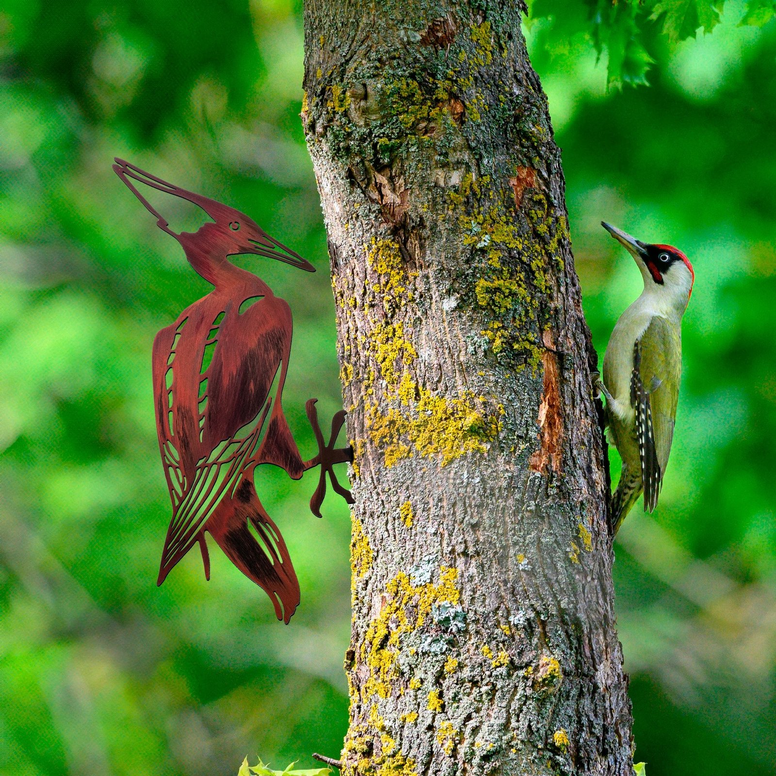 Objekt dekorativ për kopsht, zog në degë, Aberto Design, shumëngjyrësh, 40x22cm