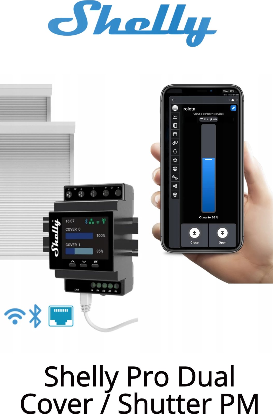 Ndërprerës inteligjent Shelly Pro Dual Cover / Shutter PM