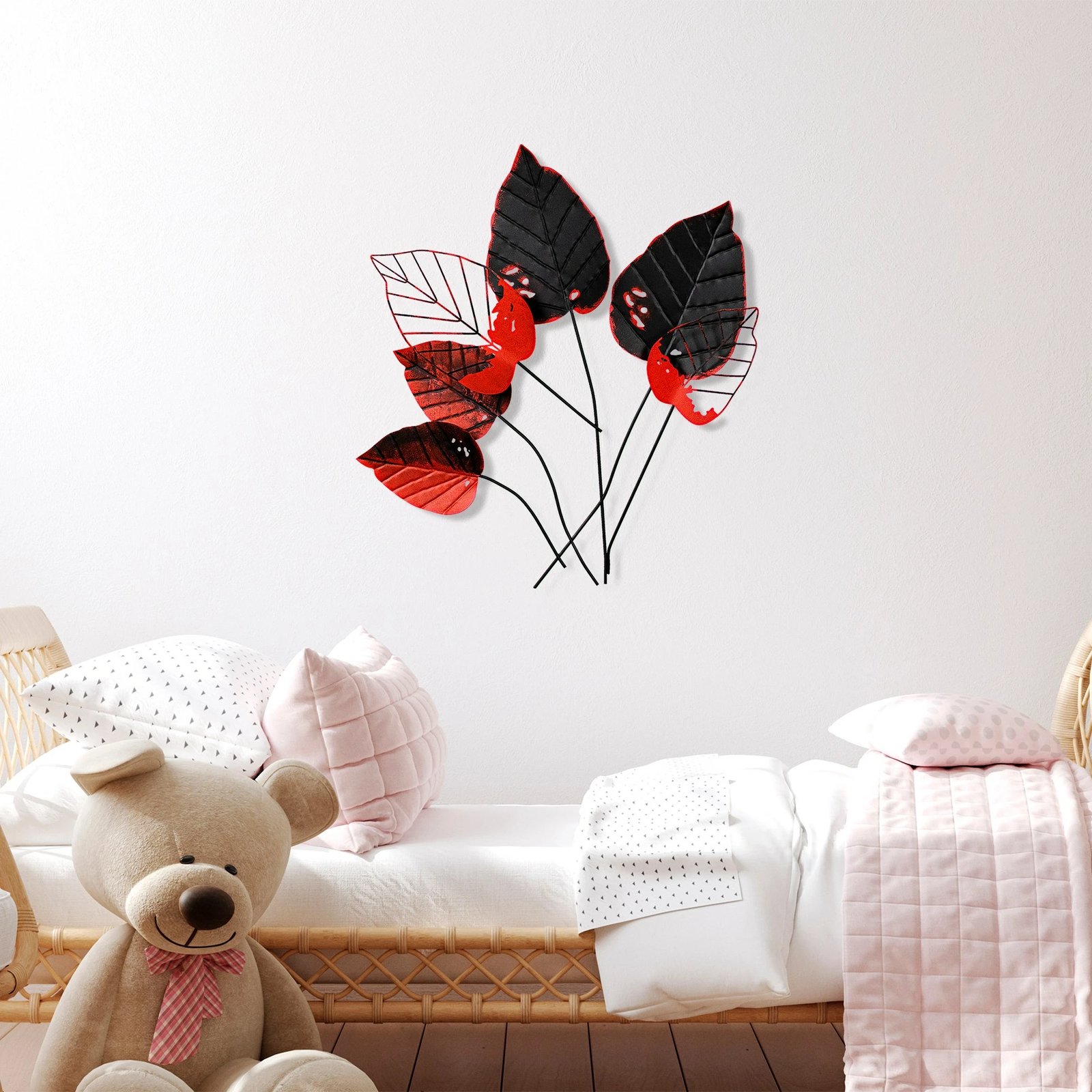 Aksesor dekorativ metalik për mur, Wallity Feuille 1, shumëngjyrësh, 73x76x4cm