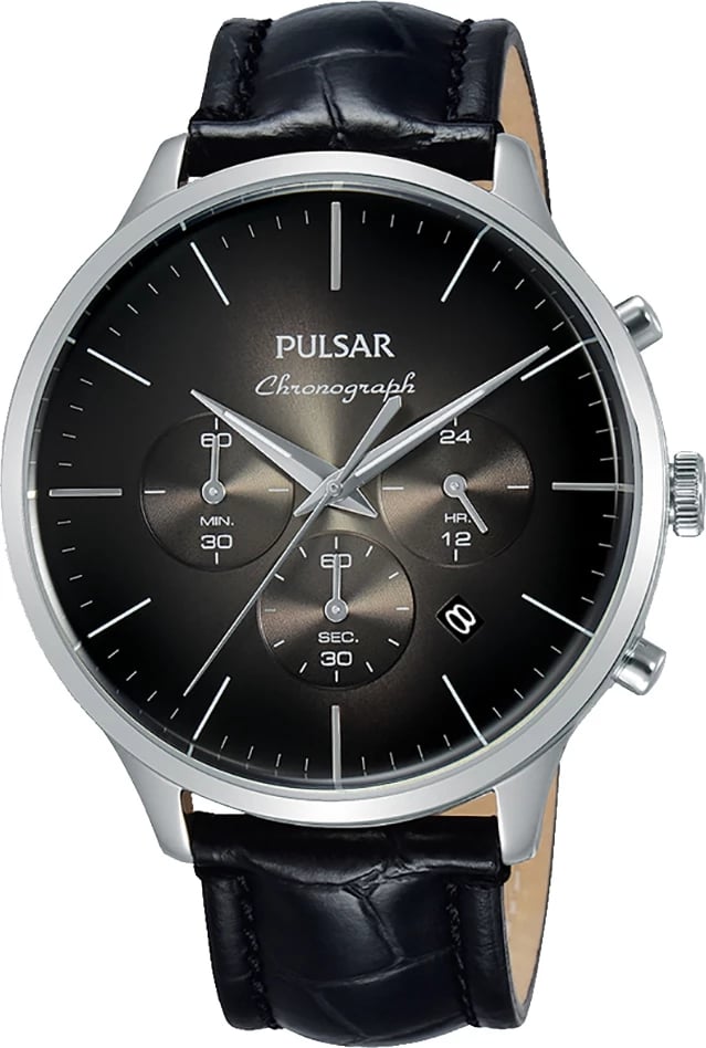 Orë dore për meshkuj Pulsar Chronograph, e zezë