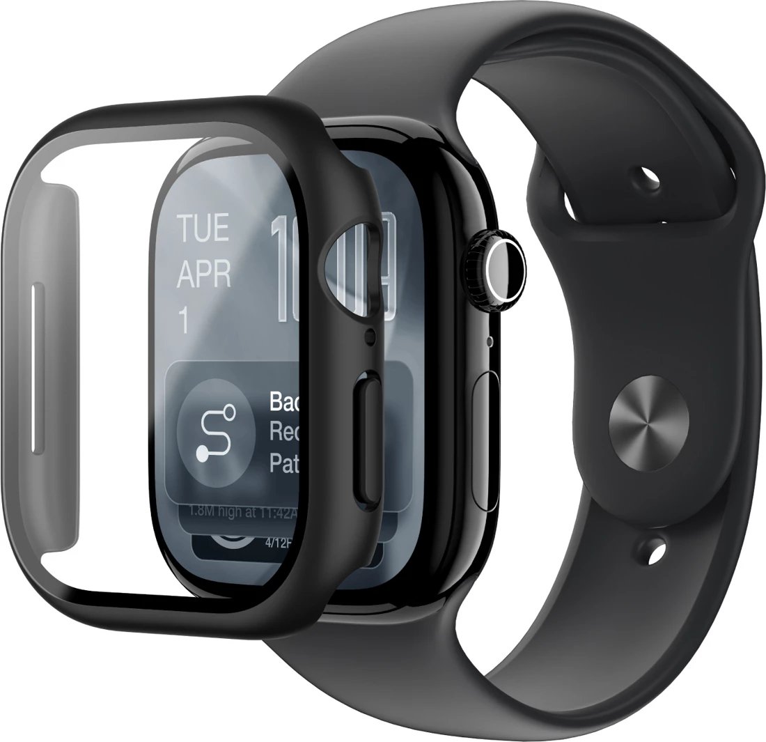 Mbrojtës ekrani me Mbështjellës, AmazingThing Radix FullGuard, për Apple Watch Series 11 46mm, xhami i temperuar 9H, i zi